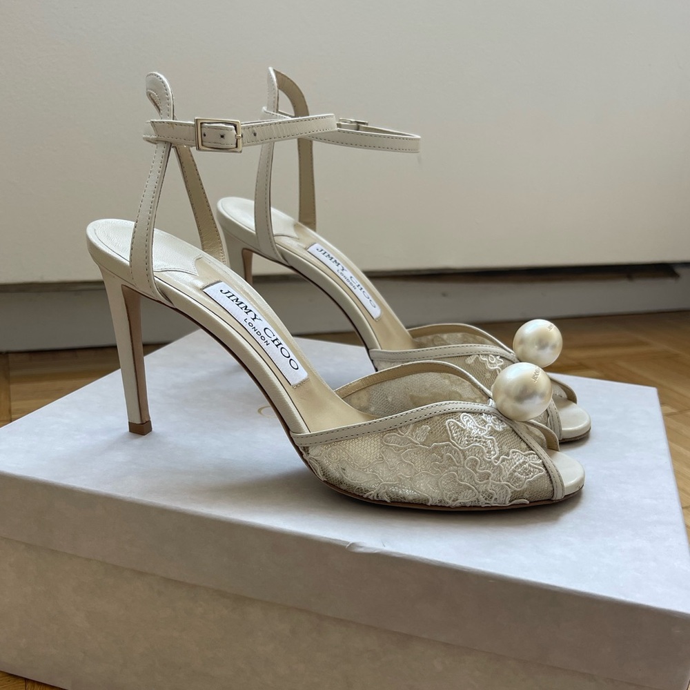 Jimmy Choo White Lace Bridal Shoe